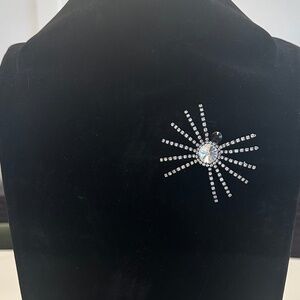 DANNY POLLAK - Clear and Jet Crystal Spider Brooch / Pin